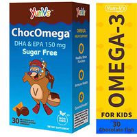 YumVs ChocOmega Omega-3 Vitamin Chewables for Kids, Sugar-Free Milk Chocolate (Orange-Flavored); 150mg (60mg DHA, 90mg EPA) Children’s Daily Dietary Supplement (30 Count)