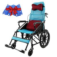 Chunse Recliner Folding Wheelchair, Foldable Wheelchair Adjustable Headrest Multifunction Portable Elderly Comfortable Firm