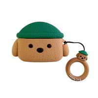 BONTOUJOUR AirPods Pro Case, Newest Super Cute Creative Pet Hat Teddy Dog AirPods Case, Puppy Style Soft Silicone Earphone Protection Skin for AirPods Pro/3 +Ring Hook -Brown