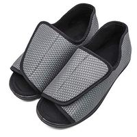 Men's Slippers Wide Width Open Toe Diabetic Arthritis Edema Swollen Feet House Shoes Indoor/Outdoor Grey