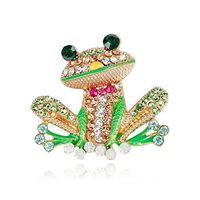 Bridal Jewelry Frog Shape Alloy Rhinestone Collar Pin Brooch Enamel Brooch Daily Beauty Girls Cheap Design Style Women Styling Delicate Accessories Cute