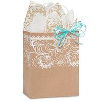 NW Lace Borders Paper Shopping Bags - Cub Size - 8 x 4 3/4 x 10 1/2in. - 25 Pack