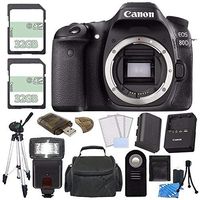 Canon EOS 80D DSLR Camera (Body Only) + 32GB + Wireless Remote + Card Reader + Tripod + Carry Case + Flash Bundle