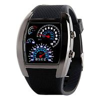 Elevin(TM) Fashion Aviation Turbo Dial Flash LED Watch Gift Mens Lady Sports Car Meter (Black)
