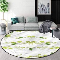 RUGSMAT Vine Non-Slip Area Rug Pad Round,Healthy Green Leaves Grapes Non-Skid Bath Mat Living Room/Bedroom Carpet Round-51