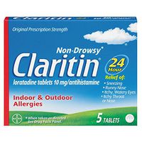 Claritin 24 Hour Non-Drowsy Allergy Tablets,10 mg, 5 Count