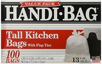 Handi-Bag HAB6FK100 Super Value Pack, 13 Gallon,0.6 Milliliters, 1 FT x 11 in, White (Box of 100)