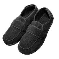 Cozy Ankle Men's Extra Wide Adjustable Slippers Edema, Diabetic and Swollen Feet Indoor/Outdoor Footwear Black