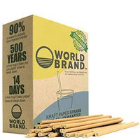 World Brand 250 Count Kraft Paper Straws - Eco-Friendly Party Supplies - Biodegradable Drinking Straws - Plastic & Dye Free - Unwrapped - Perfect for Juices, Shakes, Smoothies, Ice Coffee & More