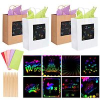 Heflashor Set of 90PCS Kraft Paper Gift Bags Christmas Brown White with Scratch Paper Panel Paper Bags with Handles Party Favor Bags Kraft Paper Bags Christmas Gift Wrap Bags for Children Adults