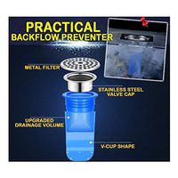 Drain Backflow Preventer, One Way Valve,Adjustable Silicone Drain Backflow Preventer Deodorization Silicone Core Sewer Pipe Seal Toilet Stainless Steel (50mm x 95mm)