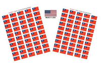 Made in USA! 100 Country Flag 1.5" x 1" Self Adhesive World Flag Stickers, Two Sheets of 50, 100 Sticker Flags Total (Burma (Old))