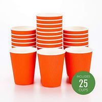 12 oz Tangerine Orange Paper Coffee Cup - Ripple Wall - 3 1/2" x 3 1/2" x 4 1/4" - 25 count box - Restaurantware