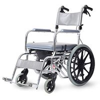 FLYSXP Wheelchair Light Aluminum Bathtub Wheelchair and Potty Elderly Disabled Self-propelled Scooter Volume Folding Transport Travel Portable Wheelchair (Color : Big Wheel Blue)