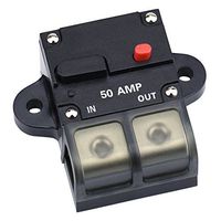 Cllena 50 Amp Circuit Breaker with Manual Reset, 0-8 Gauge Wire Inline Fuse Block 12V - 42V DC for Car Rv Marine Automotive Stereo Audio Electronic System