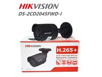Hikvision 4MP IP Camera DS-2CD2045FWD-I 2.8mm (Black), Bullet PoE Camera with Smart H.265+ WDR, SD Card Slot, Weatherproof IP67