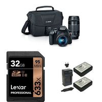 Canon EOS Rebel T6 Digital SLR Kit with 18-55mm and 75-300mm Lenses, 32GB Memory Card and Extra Battery