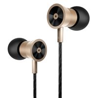 ROCUSO Earbuds with Microphone Stereo Bass Metal Headphones Noise Cancelling in Ear Wired Lightweight Earphones with Volume Control, Gold