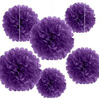 Bining Paper Pom Poms Hanging Paper Flower Ball Wedding Party Celebrations Decorations Outdoor Decoration Flowers Craft for Party Birthday party (deep purple 6pcs)