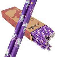 Unicorn Paper Straws - Vibrant Lively Purple - Food Grade Ink and Completely Tasteless - Unique Design - Compostable Eco-Friendly - Birthday Party, Bridal Showers, Stand Out Decoration