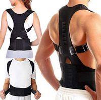 Fully Adjustable Magnetic Orthopedic Posture Corrector for Men Women Corset Upper Lower Relief Back Brace Belt Lumbar Support - Chaleco Ortopédico con imán Corrector De Postura (Black, XL)