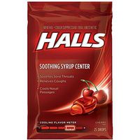 Halls Soothing Syrup Center Cherry Flavor Menthol Drops 25 ea (Pack of 6)