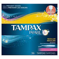Tampax Pearl Tampons with Plastic Applicator, Regular Absorbency, Fresh Scent, 36 Count