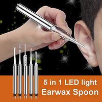 Aoile Flashlight Ear Pick Luminous Earwax Spoon Tweezers Ear Cleaning Tool Set Random Color 5 Pcs/set