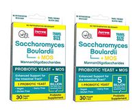 Jarrow Formulas Non Dairy Saccharomyces Boulardii+MOS Probiotic Supplement Provides Enhanced Support to The Intestinal Tract with 5 Billion Organisms Per Capsule (30 Veggie Caps) Pack of 2
