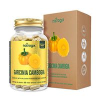 Natrogix 80% HCA Garcinia Cambogia Complex Extract -Made in USA-Reusable Glass Bottle Packaging - Curb Appetite - Fat Burning - Natural Weight Loss Capsules (60 Capsules)