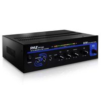 Compact Public Address Mono Amplifier - Professional 50W Mini Home Power Audio Sound PA Speaker Receiver System w/ RCA, Headphone, 2 Microphone Inputs, Independent Volume Control - Pyle PT110