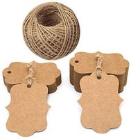 Gift Tags,100 PCS Paper Tags with 100 Feet Jute Twine,2.75" x 1.97" Blank Tags Gift Wrap Tags for Baby Shower,Wedding Party Favor (Brown)