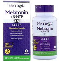 Natrol Advanced Sleep Melatonin + 5 HTP Bi-Layer Tablets, 60 Count (2 Pack)