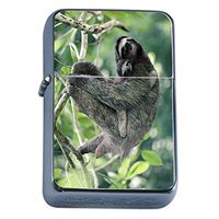 Sloth Furry Animal Flip Top Oil Lighter S1 Smoking Cigarette Smoker Includes Silver Case