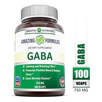 Amazing Formulas Pharma GABA - 750 Mg, Veggie Capsules (Non GMO,Gluten Free) - Calming & Relaxing Effect - Promotes Positive Mood & Releases Stress - Eases Nervous Tension* (100 Count)