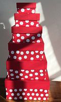 Christmas Nested Gift Box Tower, Set/6, Red Polka Dot