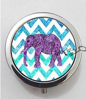 BlackKey Aztec Tribal Elephant Print 3-Compartment Decorative Pocket Gift Box Case Organizer for Pill, Color 1 -147