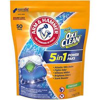 Arm & Hammer Plus OxiClean HE 5-in-1 Laundry Detergent Power Paks, 50 count (Packaging May Vary)