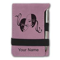 Mini Notepad, Drama Masks, Personalized Engraving Included (Pink)