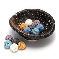 Top Plaza Lava Rock Gemstone Aromatherapy Essential Oil Diffuser Set - Oval Shape Ceramic Incense Burner/Ware/Holder/Bowl With 12Pcs Lava Stone Balls
