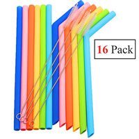 Nifogo Silicone Straws, Long Flexible Straws, Reusable Silicone Drinking Straws, Rainbow silicone straws, with Cleaning Brushes BPA-Free - No Rubber Taste (12 Straws+4 Brushes)