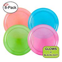 Tiger Chef Neon Assorted Party Plates, 8-Pack 6-inch Hard Plastic Plates, Assorted Neon Colors Pink, Blue, Green and Orange