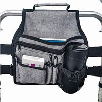Double-Side Wheelchair Backpack Pouch Bag with Cup Holder, Wheelchair Side Storage Bag, Fits Most Scooters, Walkers, Rollators - Manual, Powered or Electric Wheelchairs