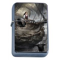 Sexy Savage Pirate Pin Up Girl Flip Top Oil Lighter S16 Smoking Cigarette Smoker Includes Silver Case