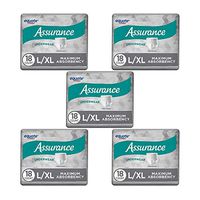 PACK OF 5 - Assurance for Men Maximum Absorbency Protective Underwear, Large/Extra Large, 18 ct