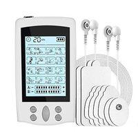 Chanshee 16 Modes Muscle Stimulator TENS Unit, Large LCD Display Independent Dual Channel for Pain Relief Therapy, Electronic Rechargeable Pulse Massager with 8 Pads（2020 upgraded version）
