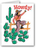 Retro Cowgirl Western Howdy 10 Boxed Cards & Envelopes