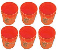 5 Gallon Buckets Six (6) Pack | Plastic | Orange