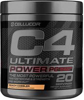 C4 Ultimate Power P6 Pre Workout Powder Cherry Pie | Sugar Free Preworkout Energy & Testosterone Booster Supplement for Men, 20 Servings, Peach Cobbler