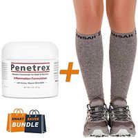 (Bundle) Compression Leg Sleeve by ZENSAH + Pain Relief Therapy by PENETREX for Runners & Shin Splint Sufferers (Grey, S/M)